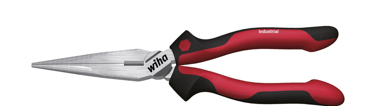 Wiha Industrial needle nose pliers with cutting edge straight shape 160 mm, 6 1/2" (32322)