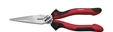 Wiha Industrial needle nose pliers with cutting edge straight shape 200 mm, 8" (34515)