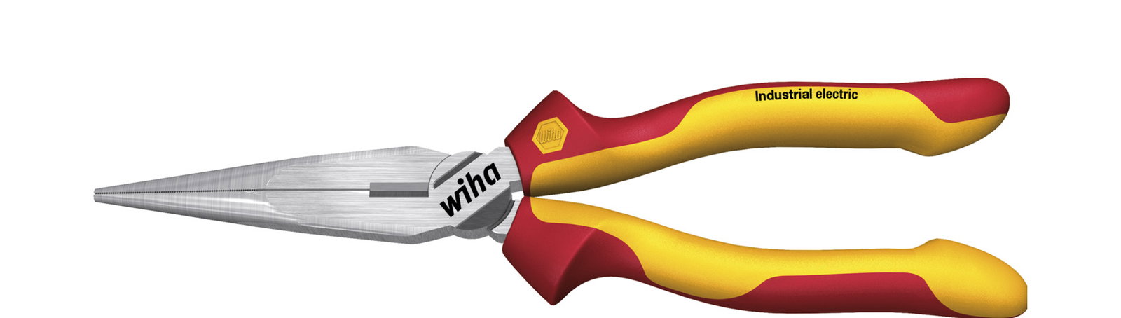 Wiha Industrial electric needle nose pliers with cutting edge straight shape 200 mm, 8" (38858)