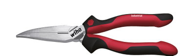 Wiha Industrial needle nose pliers with cutting edge curved shape, approx. 40° 200 mm, 8" (34570)