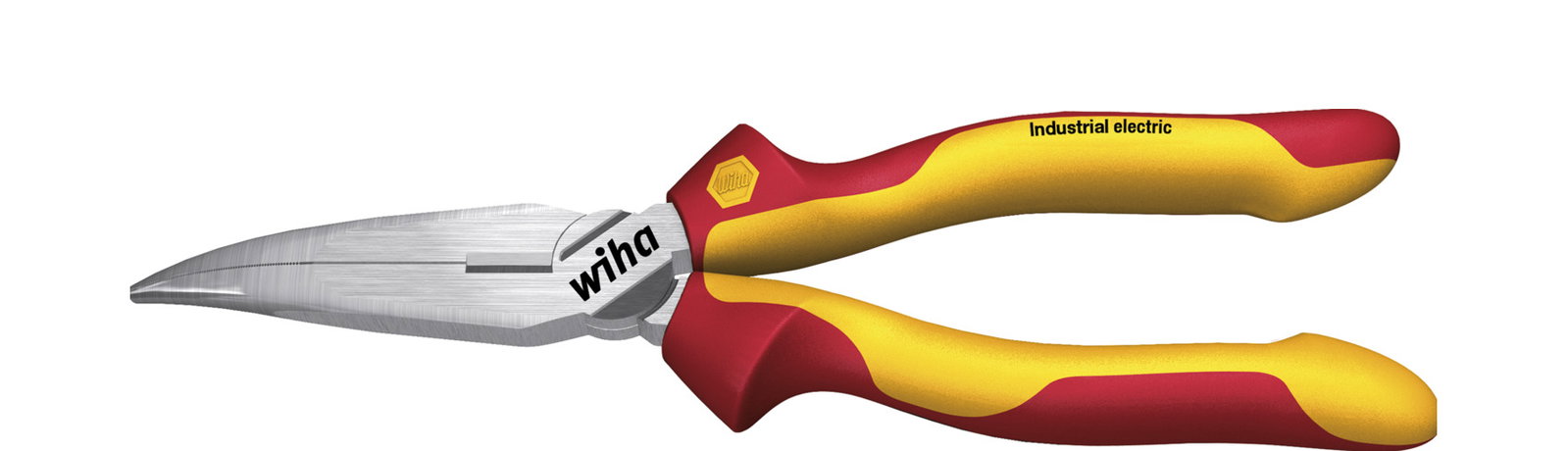 Wiha Industrial electric needle nose pliers with cutting edge curved shape, approx. 40° 200 mm, 8" (35462)