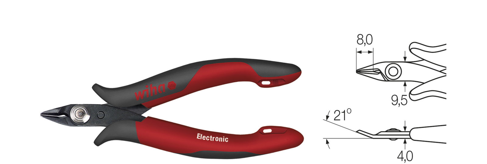 Wiha Electronic diagonal cutters very narrow, pointed head without bevelled edge 128 mm, 5 1/8" (27388) – Image 2 of 4