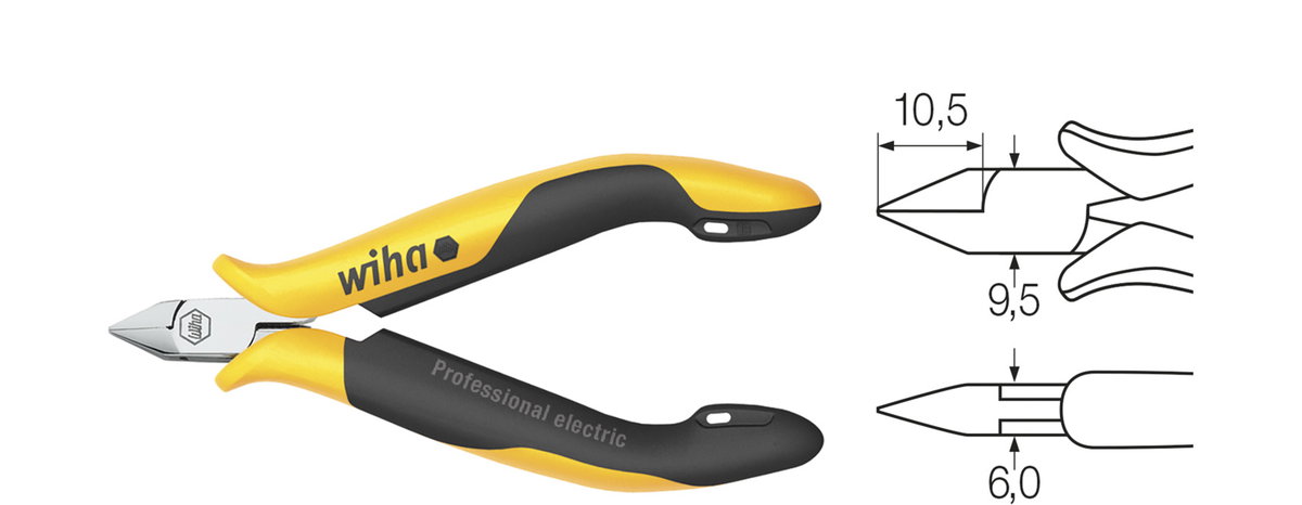 Wiha Diagonal cutters Professional ESD narrow, pointed head with small bevelled edge 115 mm, 4 1/2" (26814) – Image 2 of 4
