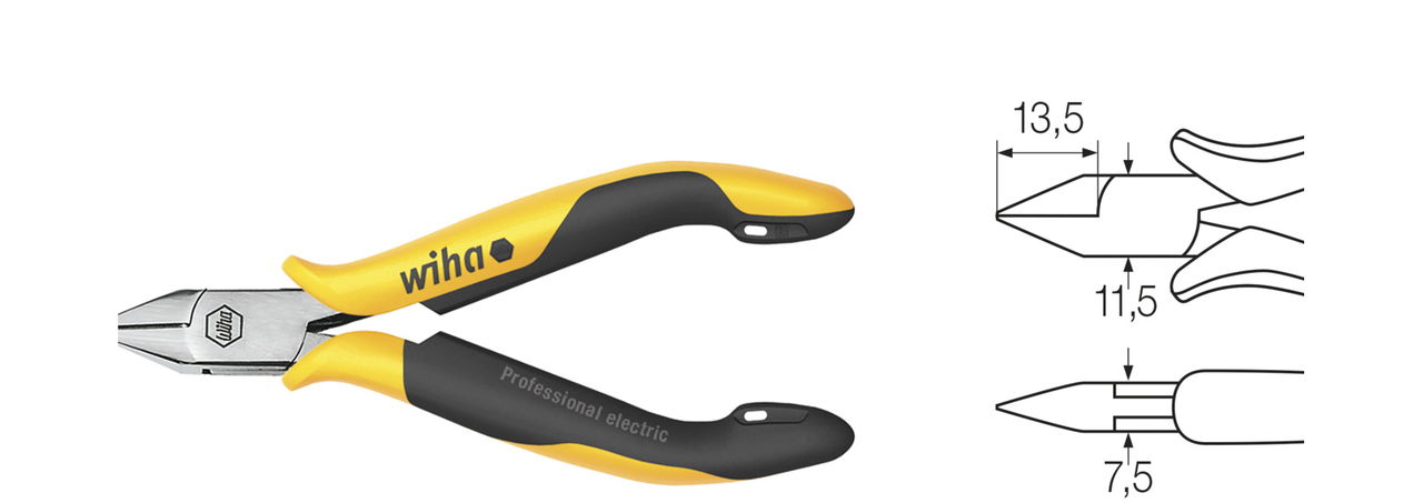 Wiha Professional ESD diagonal cutters wide, pointed head with bevelled edge 115 mm, 4 1/2" (26816) – Image 2 of 4