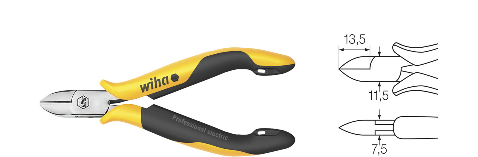 Wiha Professional ESD diagonal cutters wide, semi-rounded head with bevelled edge 115 mm, 4 1/2" (26831) – Image 2 of 4
