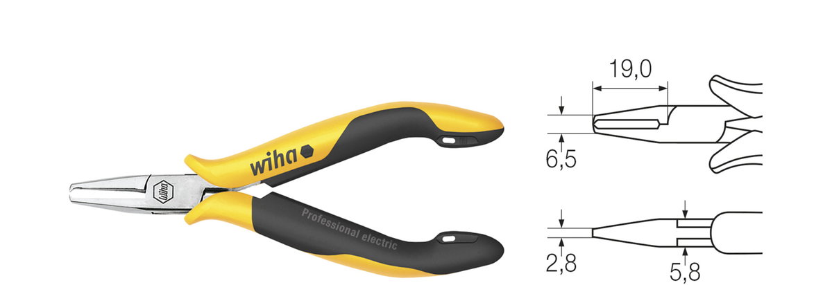 Wiha Professional ESD end cutting nippers narrow head with small bevelled edge 110 mm, 4 1/4" (26839) – Image 2 of 3