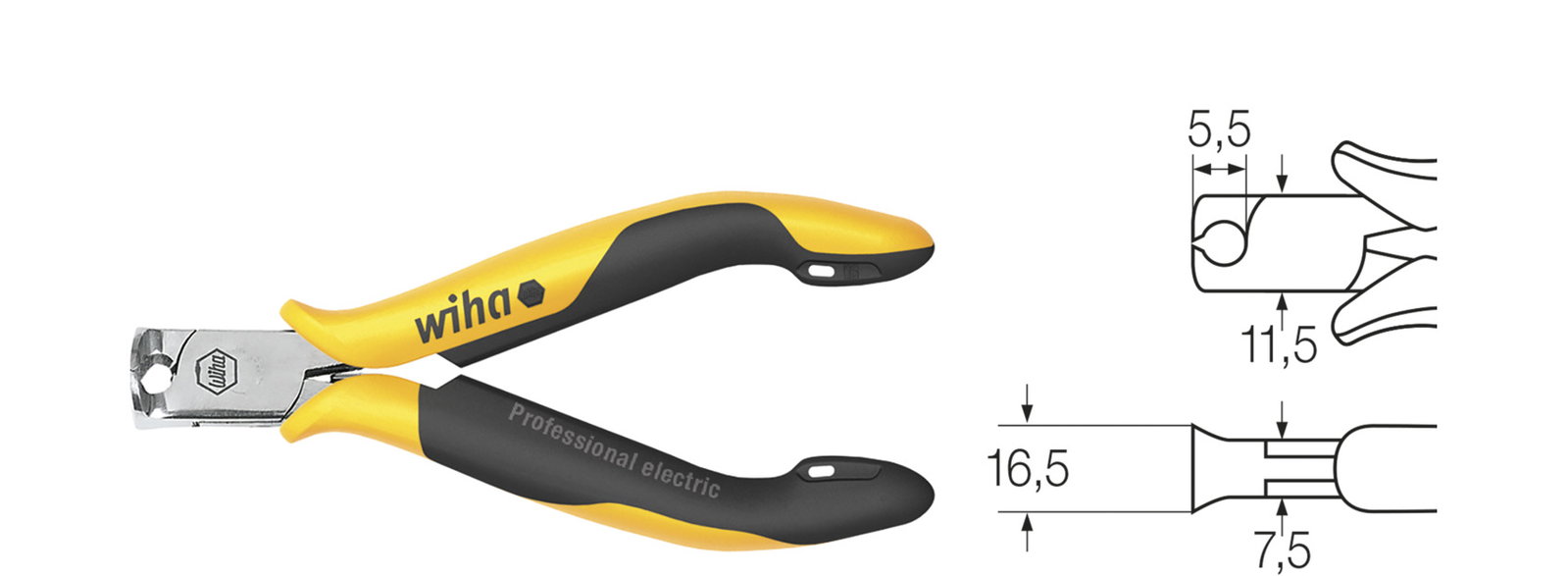 Wiha Professional ESD end cutting nippers wide head with small bevelled edge 115 mm, 4 1/2" (26840) – Image 2 of 3