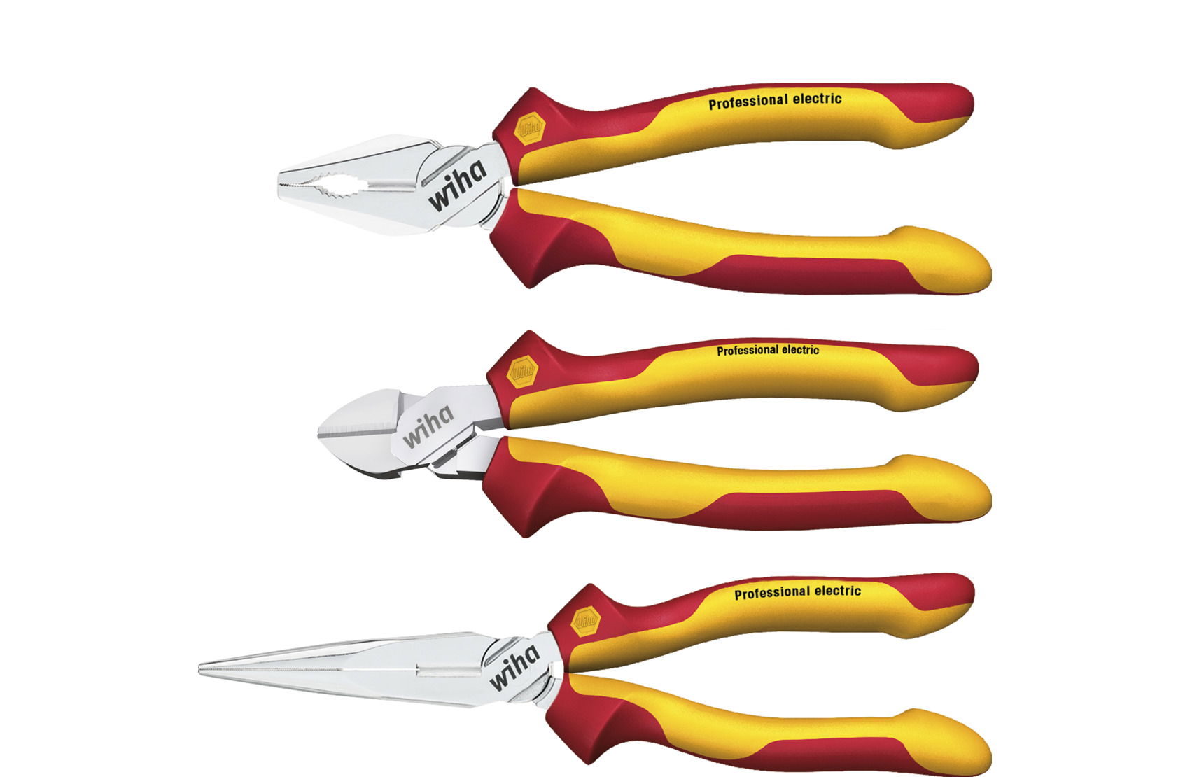 Wiha Pliers set Professional electric Combination pliers, needle nose pliers, diagonal cutters 3-pcs. (26852)