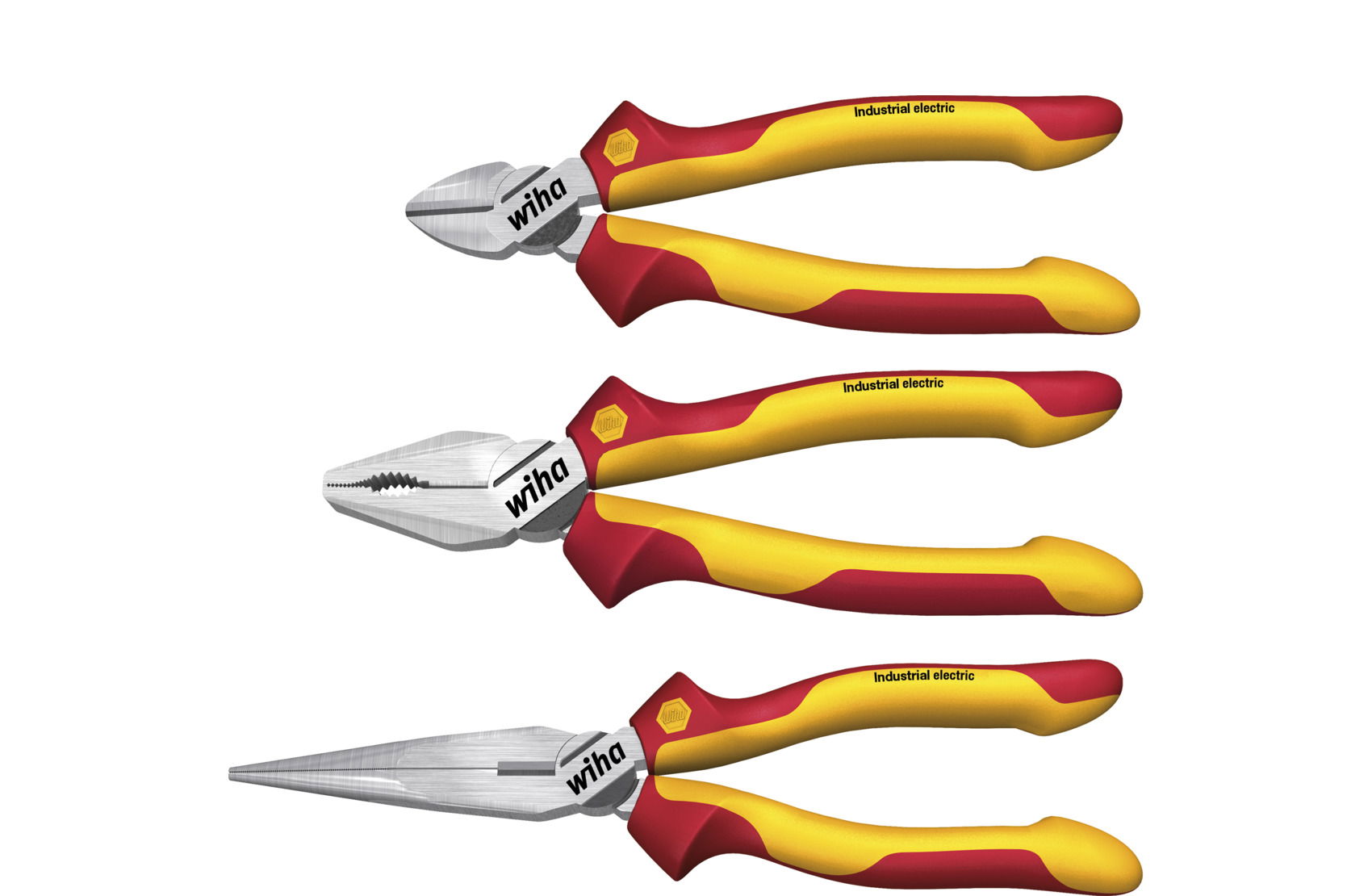 Wiha Pliers set Industrial electric Combination pliers, needle nose pliers, diagonal cutters 3-pcs. (38637)