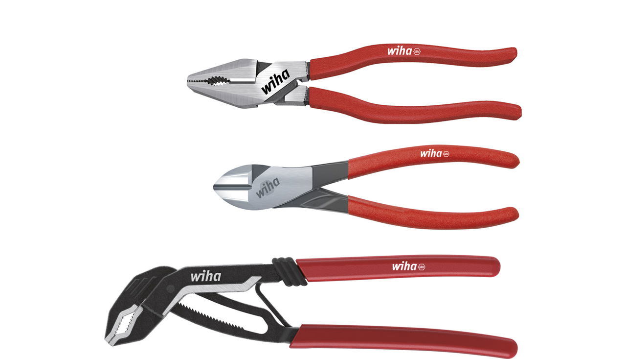 Wiha Pliers set Classic High-leverage combination pliers, water pump pliers, heavy-duty diagonal cutters, 3-pcs. (26853)
