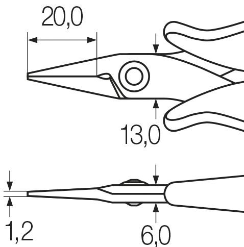 Wiha Electronic needle nose pliers narrow, short head straight form 135 mm, 5 1/3" (26801) – Image 3 of 3