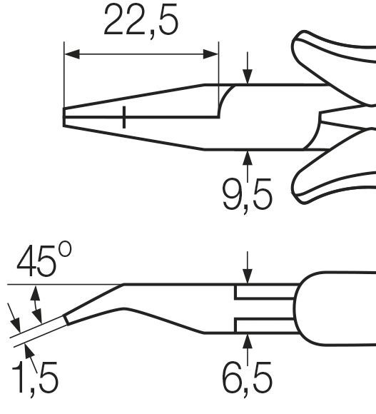 Wiha Professional ESD needle nose pliers curved form, approx. 45° 120 mm, 4 3/4" (26802) – Image 3 of 3