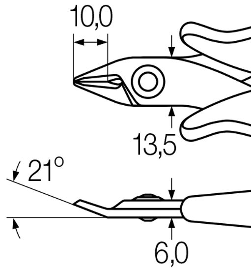 Wiha Electronic diagonal cutters wide, pointed head and wire trapping spring without bevelled edge 130 mm, 5 1/8" (27395) – Image 4 of 4