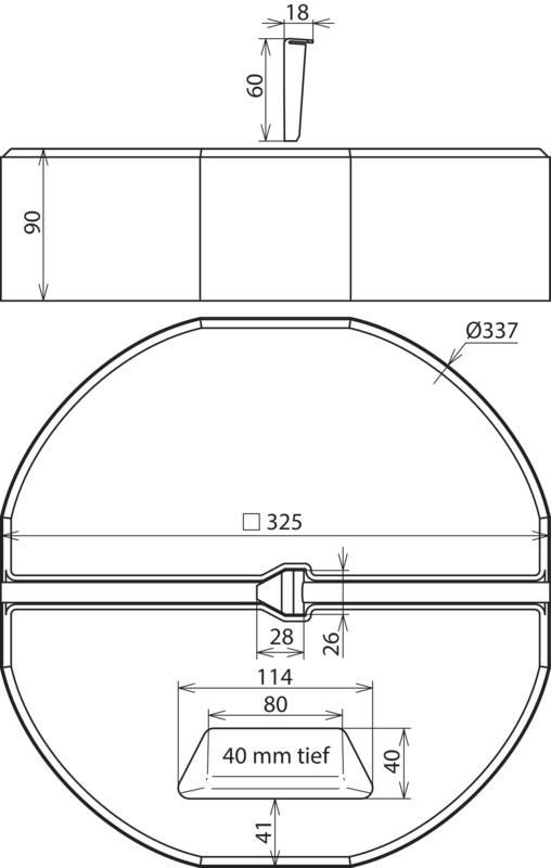 Betonsockel C45/55 17kg m. Keiltechnik D 337mm H 90mm f. Fangstange D 16mm-SET- – Bild 2 von 2
