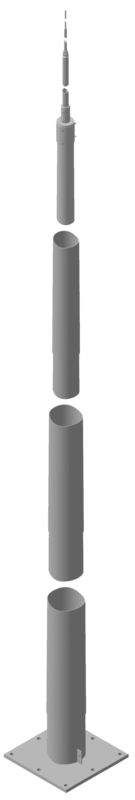 Tele-Blitzschutzmast UeFL 22,38m St/tZn m. Flanschplatte 565x565mm