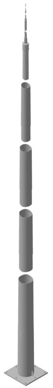 Tele-Blitzschutzmast UeFL 24,88m St/tZn m. Flanschplatte 565x565mm