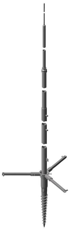 Tele-Blitzschutzmast UeFL 11000mm St/tZn-Al  mit Schraubfundament  -SET-