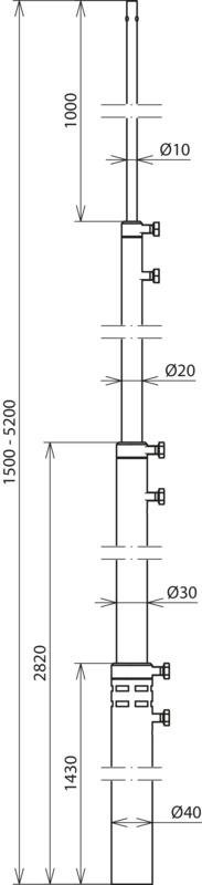 Teleskopierbare Fangstange Al D 40/30/20/10mm, L 1,5m - 5,2m – Bild 2 von 2