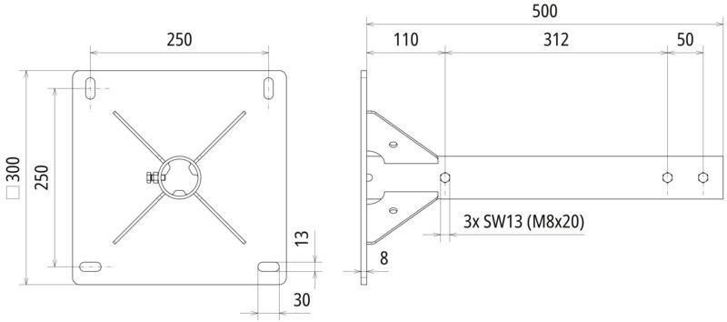 Stuetzrohrstaender mit Standfuss zur Aufnahme von D 50 mm Stuetzrohre – Bild 2 von 2