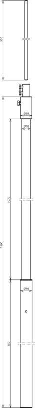 Stuetzrohr D 30 mm L 1990 mm GFK/AL/NIRO mit Fangspitze D 10 mm L 500 mm