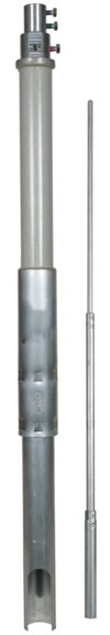 Stuetzrohr D 50mm L 4700mm GFK/Al m. Fang stange D 22/16/10mm L 2.5m seit. Auslass