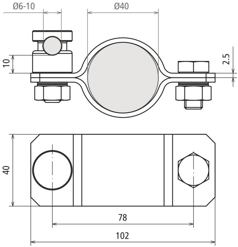 FS Anschlussschelle NIRO D40 f. Rd 6-10 mm – Bild 2 von 2