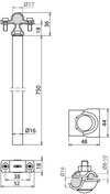 Distanzhalter D 16mm L 750mm Al m. PA-Element D 17mm inkl. MV-Klemme f. HVI LI