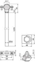 Distanzhalter D 16mm L 1270mm Al m. PA- Element D 27mm inkl. MV-Klemme f. HVI P