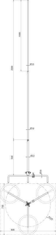 Fangstange D 22/16/10mm L 2500mm Al mit Dreibeinstativ R 320mm St/tZn – Bild 2 von 2