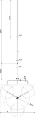 Fangstange D 22/16/10mm L 3500mm Al m.Dreibeinstativ R 320mm St/tZn-SET-