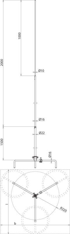 Fangstange D 22/16/10mm L 3500mm Al m.Dreibeinstativ R 320mm St/tZn-SET- – Bild 2 von 2