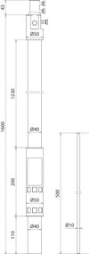 Stuetzrohr fuer HVI light plus D 40 mm L 1600 mm mit Fangspitze D 10 mm L 500 mm
