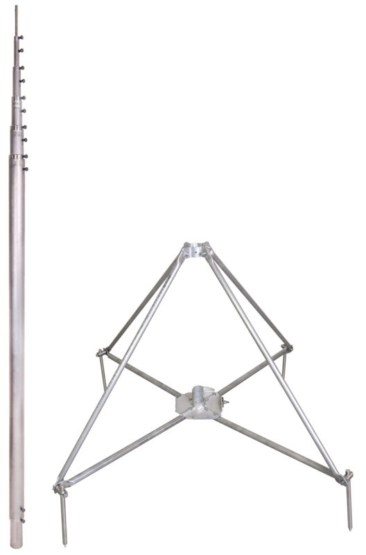 -SET- Teleskopierbare Fangstange L8,0m Al mit Vierbeinstativ D60mm R680mm NIRO