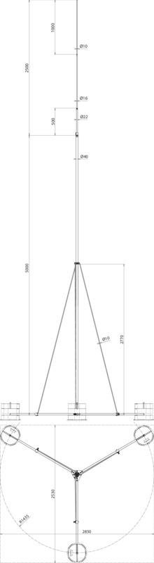 Fangstange D 40/22/16/10mm Al L 7500mm klappbaren Dreibeinstativ St/tZn -SET- – Bild 2 von 2