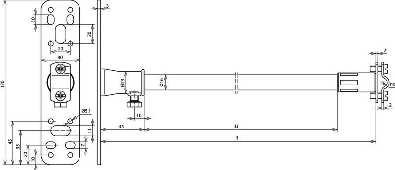 DEHNiso-Distanzhalter f. Rd 7-10mm L 1030mm m. Befestigungsplatte – Bild 2 von 2