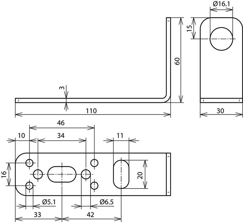 Befestigungswinkel 90 Grad NIRO 110x60x30mm f. DEHNgate – Bild 2 von 2