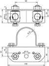 Adapter z. Winkelabst. NIRO f. Rohre D 50mm m. 2 Bolzen Al D 16mm f. DEHNiso