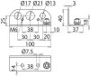 Befestigungswinkel NIRO mit Anschluss- Bolzen M8 und Bohrungen D 13/21/17mm
