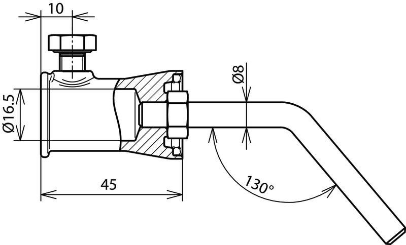 Befestigungs-Adapter 130 Grad NIRO m. Buchse ZG D 16mm  f. DEHNiso – Bild 2 von 2