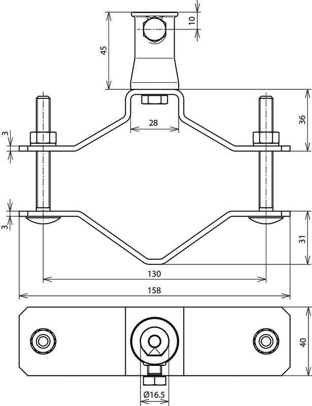 Rohrschelle  D 70-90mm  NIRO m. Buchse ZG D 16mm f. DEHNiso – Bild 2 von 2