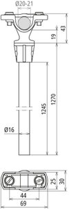 Distanzhalter PA/GFK  L 1270mm grau m. Leitungshalter D 20mm f. HVI