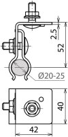 Halter fuer Metalldach mit Rundstehfalz KAL-ZIP Anschlusswulst Rd 20-25mm NIRO