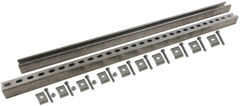 C-Montageschienen L 1000mm NIRO (V4A) mit Halteklammern, Schrauben und Muttern