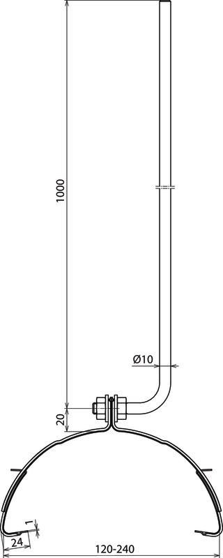 Fangeinrichtung NIRO/Al f. First-/Grat- steine D 120-240mm Fangsp. D10mm L1000mm – Bild 2 von 2