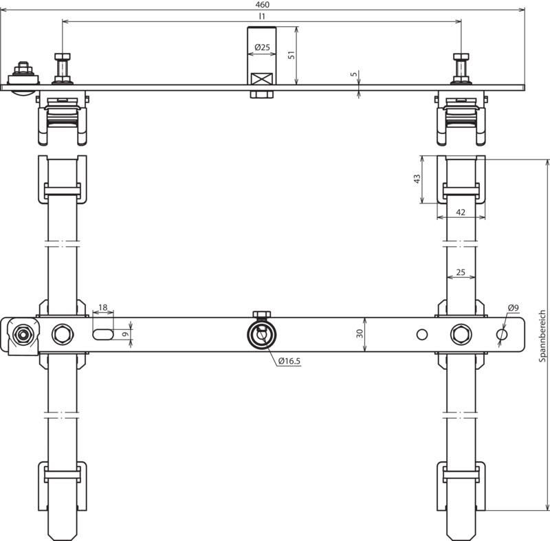 Halter 2-fach m. Spannband NIRO f. First - und Gratsteine m. Buchse D 16/10mm – Bild 2 von 2