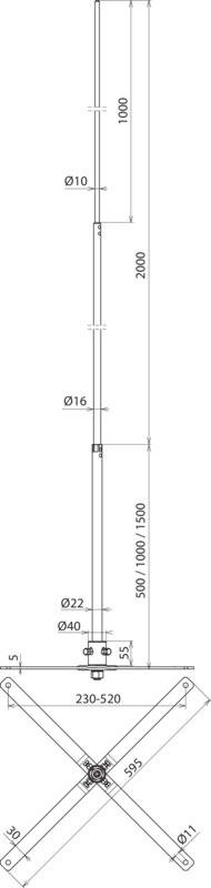 Fangstange f. Metalldaecher AL/NIRO -SET- D 22/16/10mm L 3500mm Al m. Streben – Bild 2 von 2