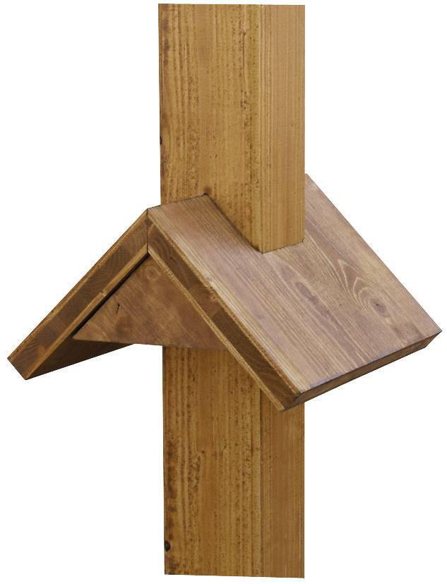 Holzpfahl 90x90mm, aus Eichenholz<lt/>(<gt/>,<lt/>)<gt/> mit Regendach, Regendachneigung 45o