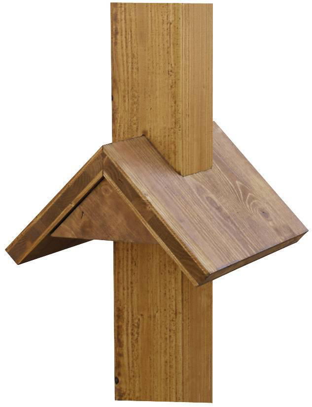 Holzpfahl 90x90mm, aus Eichenholz<lt/>(<gt/>,<lt/>)<gt/> mit Regendach, Regendachneigung 45o