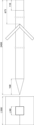 Holzpfahl 90x90mm, aus Eichenholz<lt/>(<gt/>,<lt/>)<gt/> mit Regendach, Regendachneigung 45o