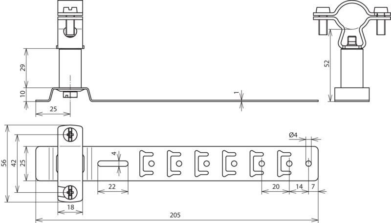 Dachleitungshalter fuer HVI-Leitung D 20-23mm mit Strebe L 205mm NIRO – Bild 2 von 2